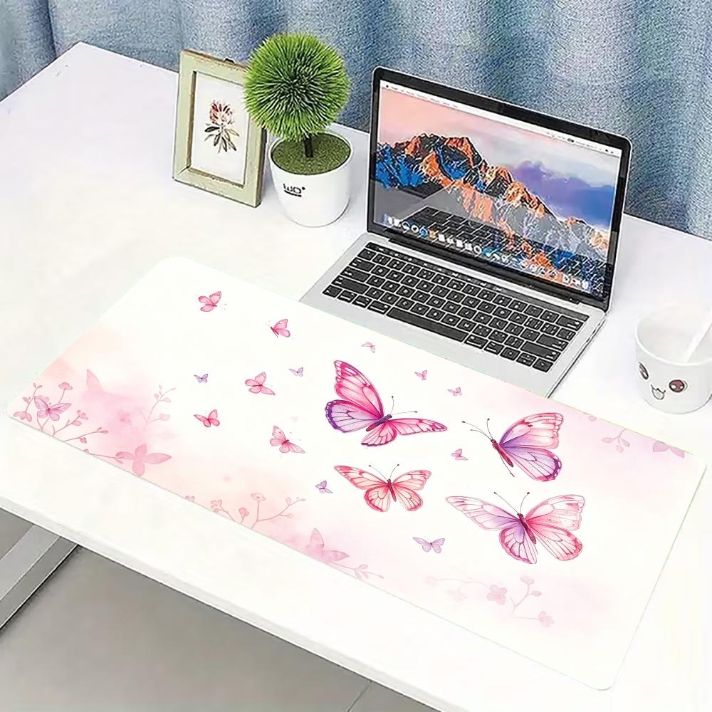 Desk Setup Pc And Laptop - Alas Mouse Gaming Besar Motif Kupu-Kupu