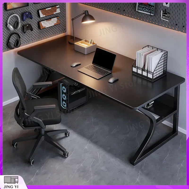 Desk Setup Black And Wood - Meja Gaming Hitam untuk Pengaturan PC