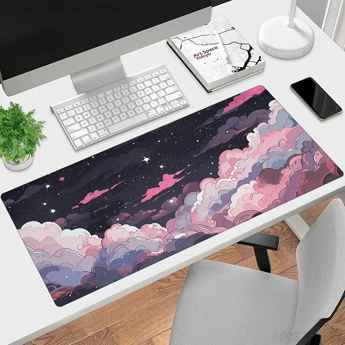 Desk Setup Pc And Laptop - Alas Mouse Karet Anime Pink Ungu