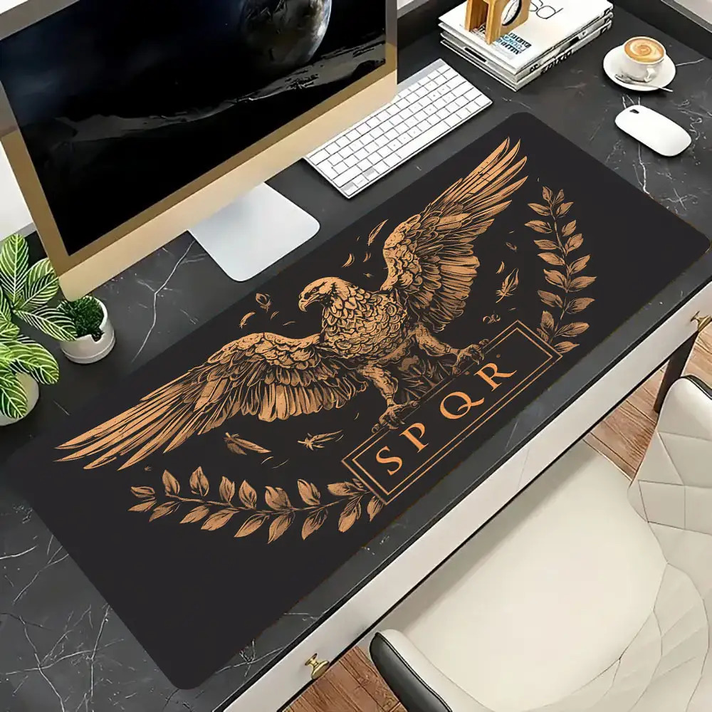 Desk Setup Brown - Alas Meja Coklat Keemasan Hitam, Aksesoris