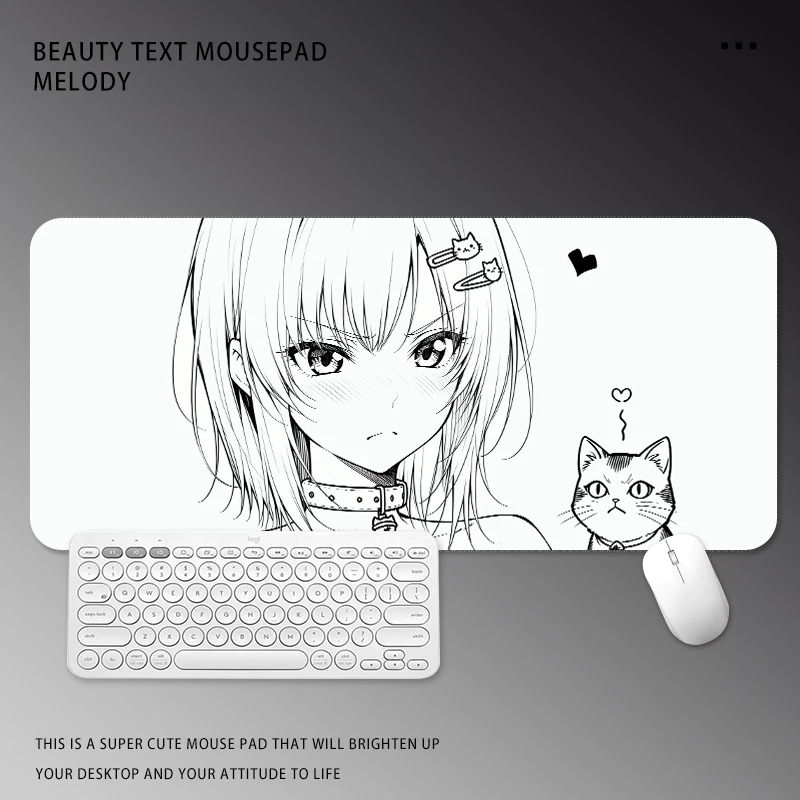 Alas Mouse Gadis Manga Hitam P - Desk Setup Black And White ulasan dan harga