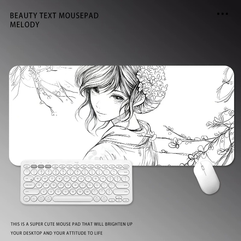 Alas Mouse Gadis Manga Hitam P - Desk Setup Black And White ulasan dan harga