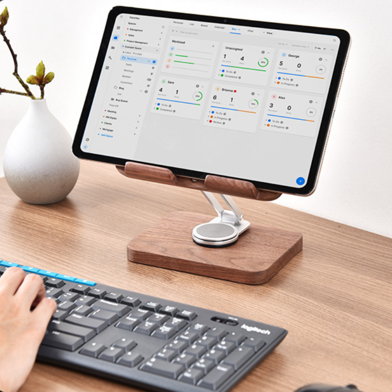 Dudukan iPad Black Walnut deng - Desk Setup Black And Wood ulasan dan harga