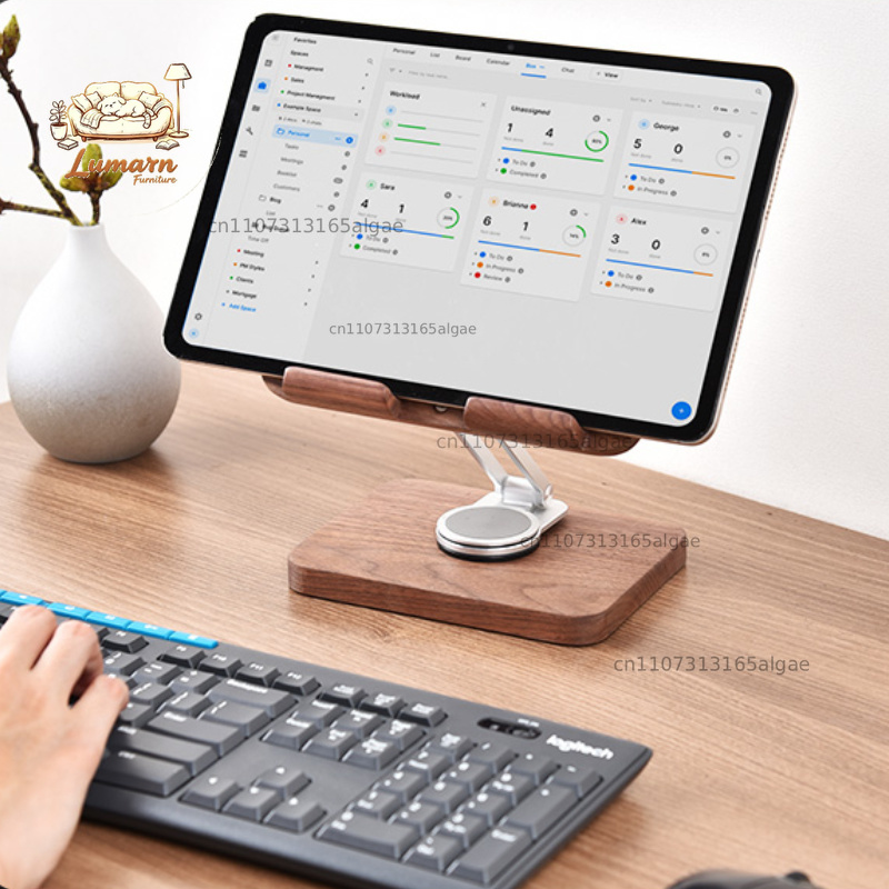 Penyangga iPad Black Walnut de - Desk Setup Black And Wood ulasan dan harga