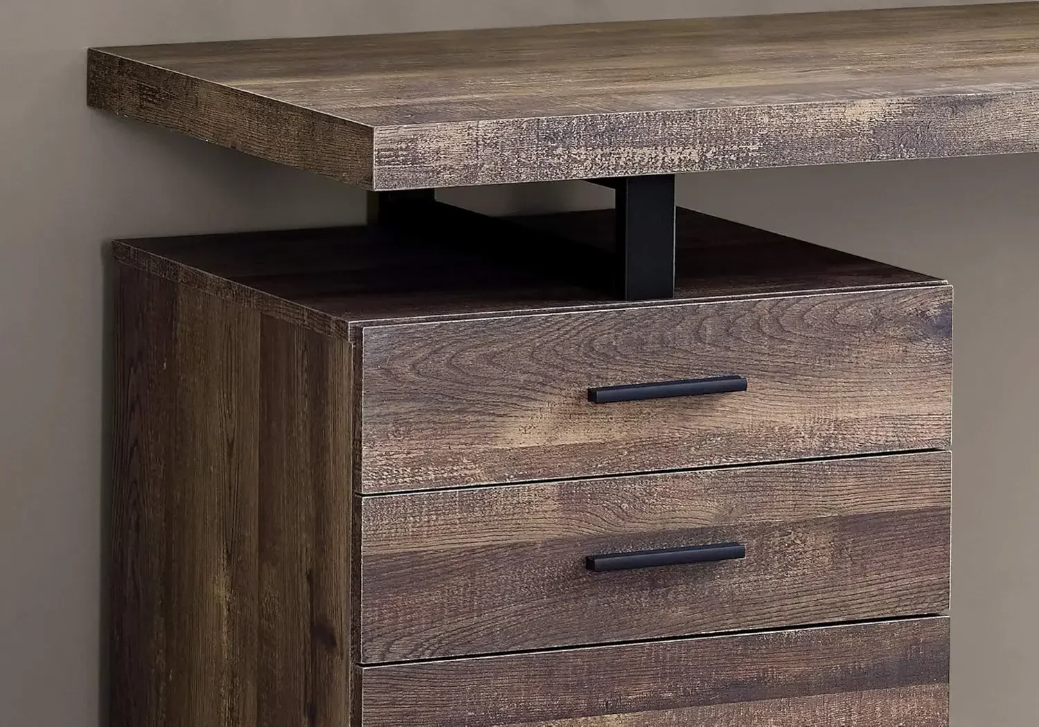 Meja Komputer dengan Lemari Ar - Desk Setup Brown ulasan dan harga
