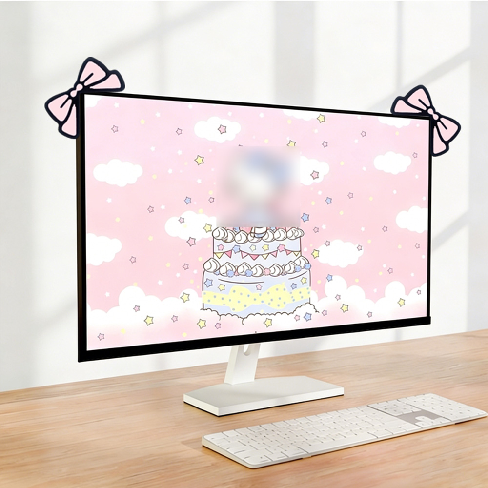 Dekorasi Monitor Pita Pink Luc - Desk Setup Laptop And Monitor ulasan dan harga