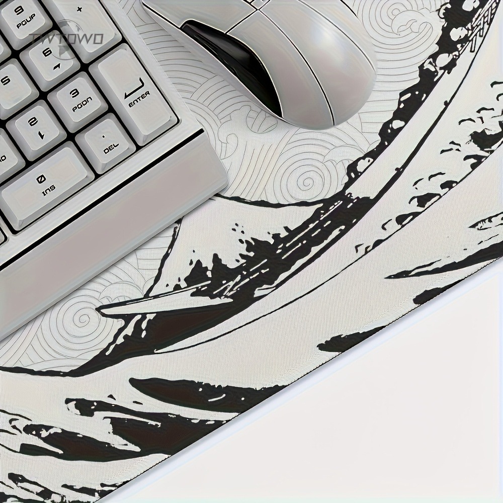Alas Meja XXL Seni Gelombang H - Desk Setup Black And White ulasan dan harga