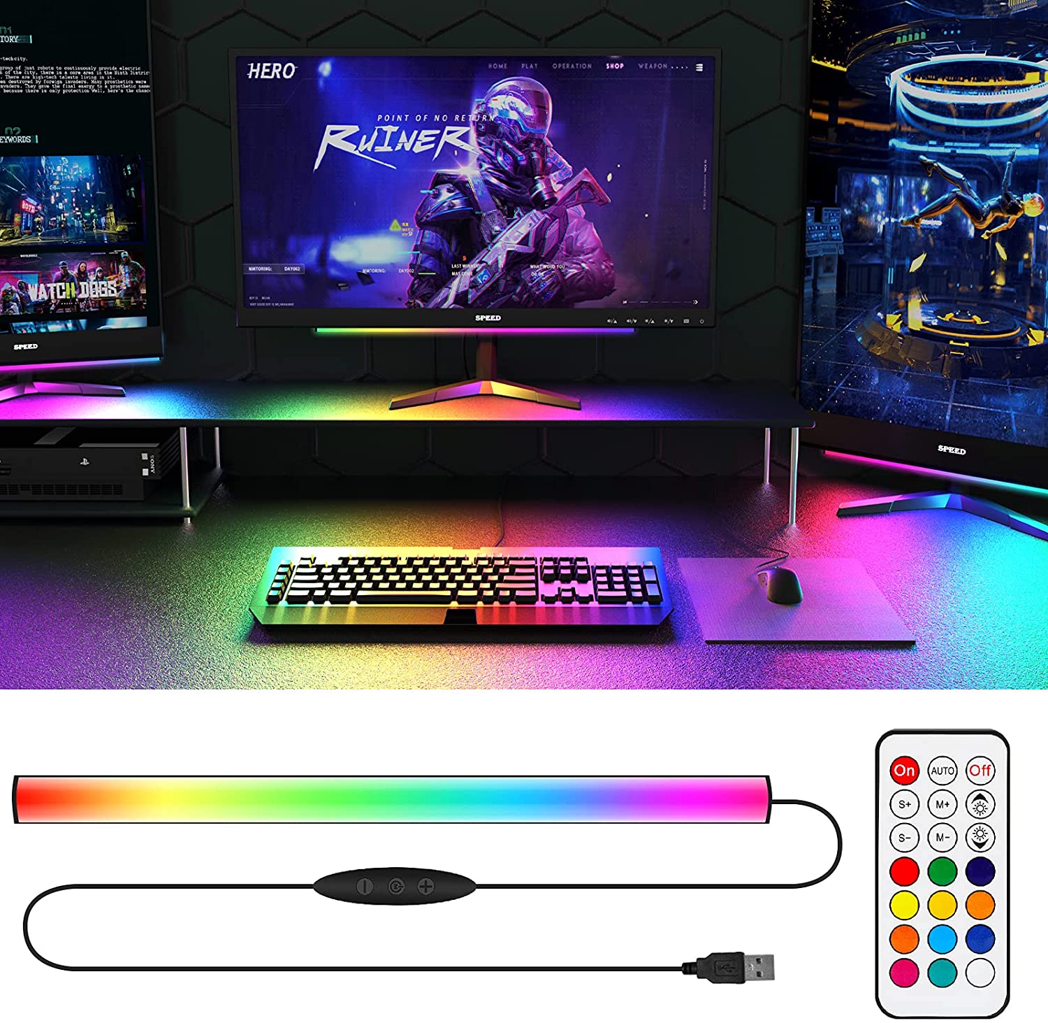 Lampu LED dekorasi ruang Game, - Setup Desk Monitor ulasan dan harga